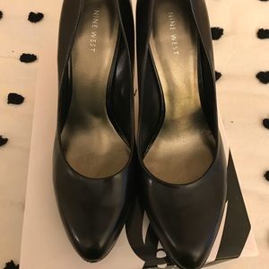 Nine West black leather heels. Size 10